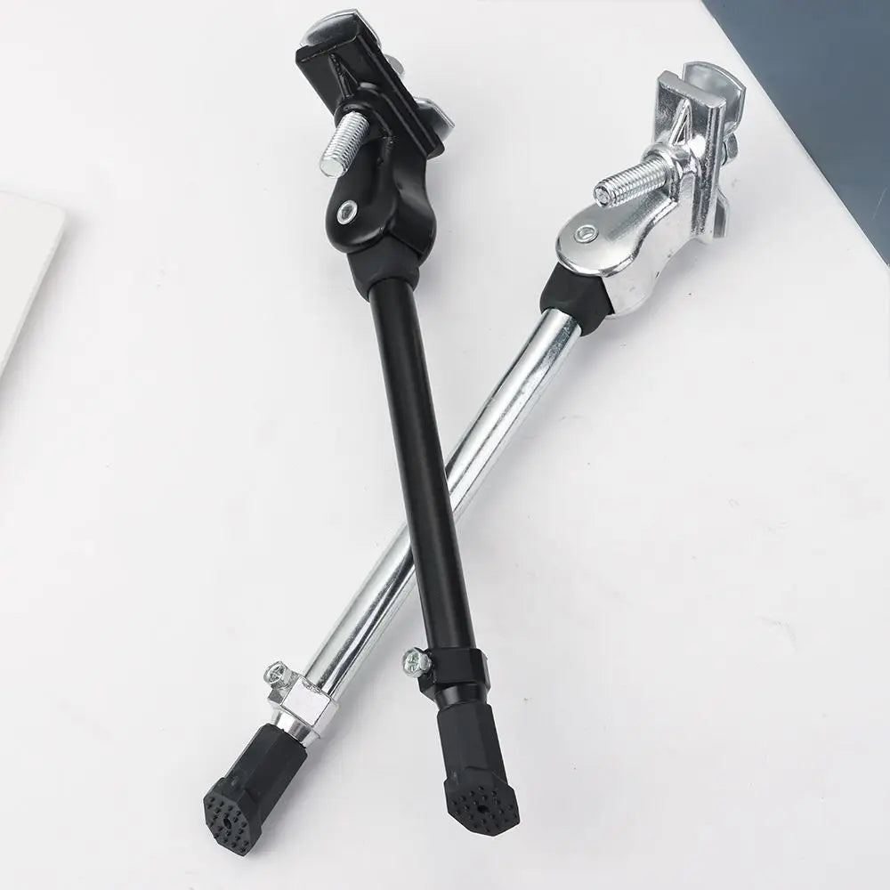 Adjustable Bike Kick Stand Heavy Duty Alloy Foot for Mountain Sports Bicycle Prop Black/Silver