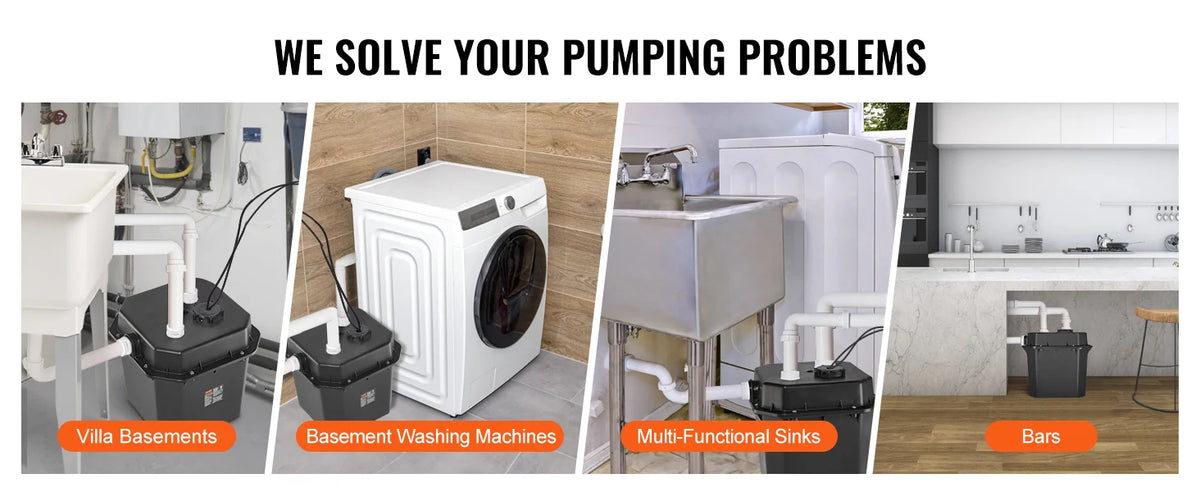 Utility Sink Pump 1/3HP 1/2HP 120V Under-Sink Sump Pump System with 6 Gallon Basin Automatic Utility/Laundry Drain
