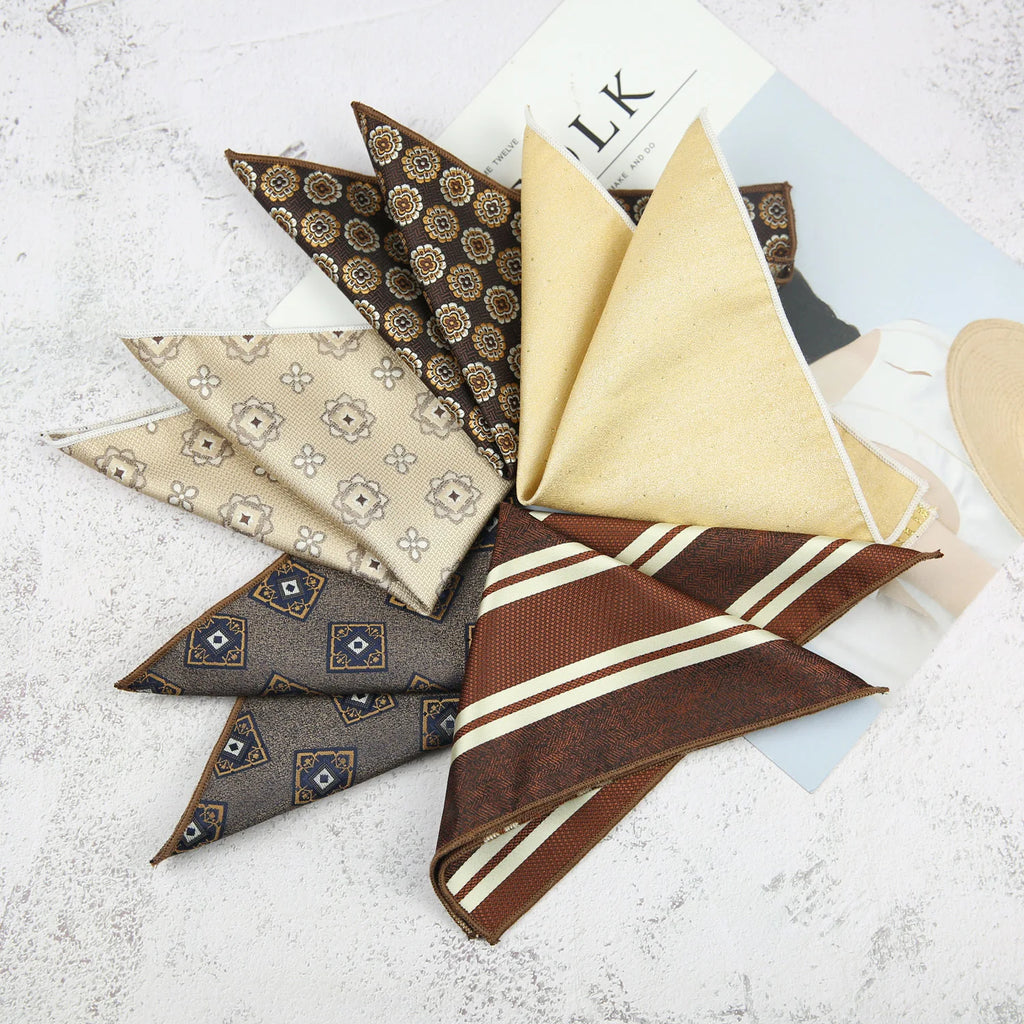 Maillard Men's Suit Pocket Towel Dress Chest Towel Retro Suit Coffee Pattern Small Square Scarf Wedding Fashion 22*22cm
