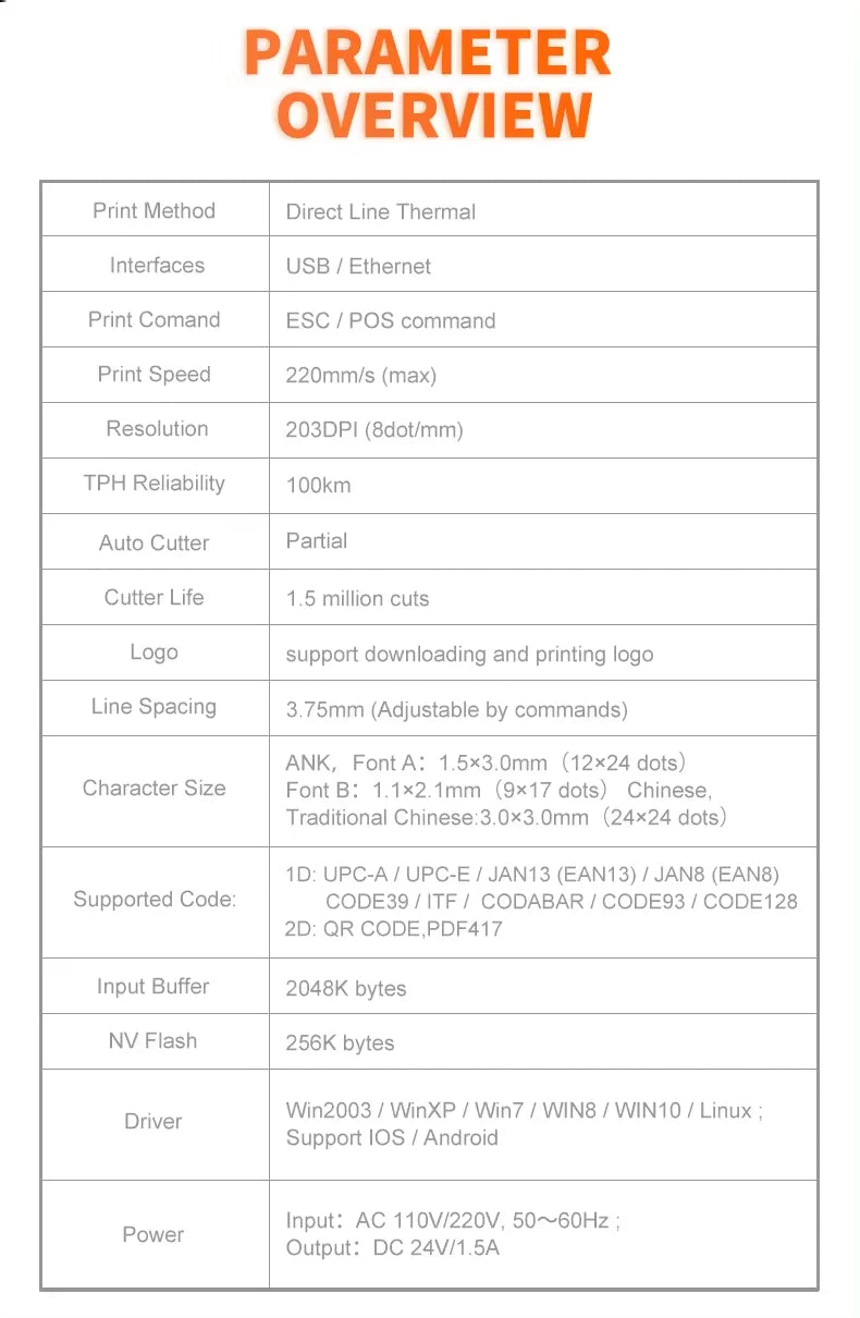 Thermal Label Printer USB LAN Shipping Label Printer 3 Inch
