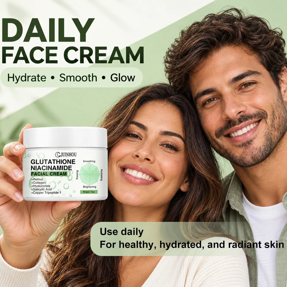 JUINHOU Face Cream Glutathione Niacinamide Moisturizer Evens Skin Tone Reduce Dullness Dark Spots Daily Facial Skin Care