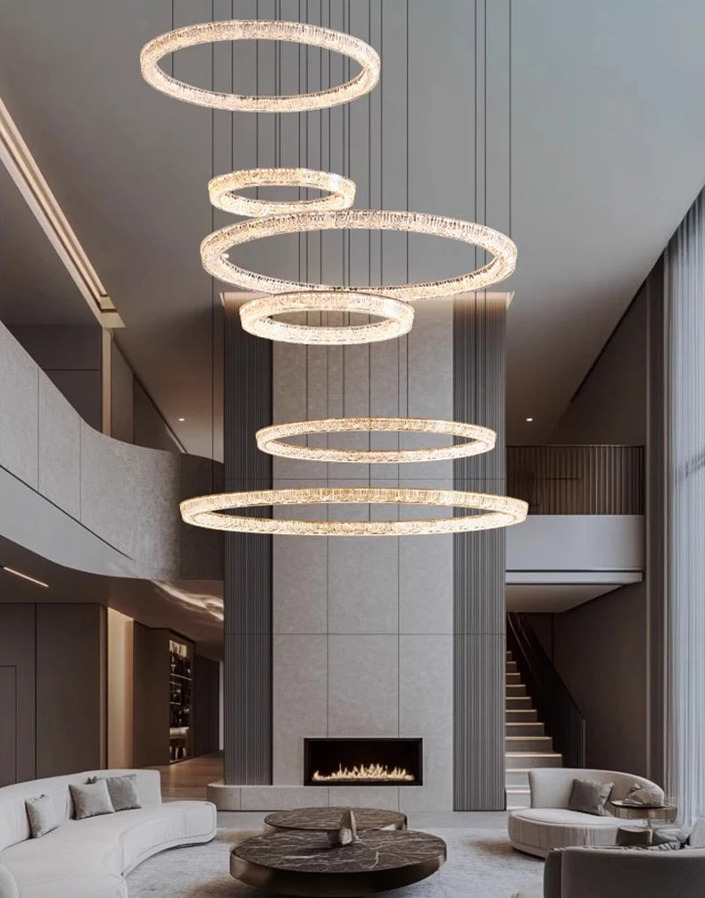 Modern ring stairs led lights pendant light lamps for living room led Chandeliers for dining room hanging light indoor lighting