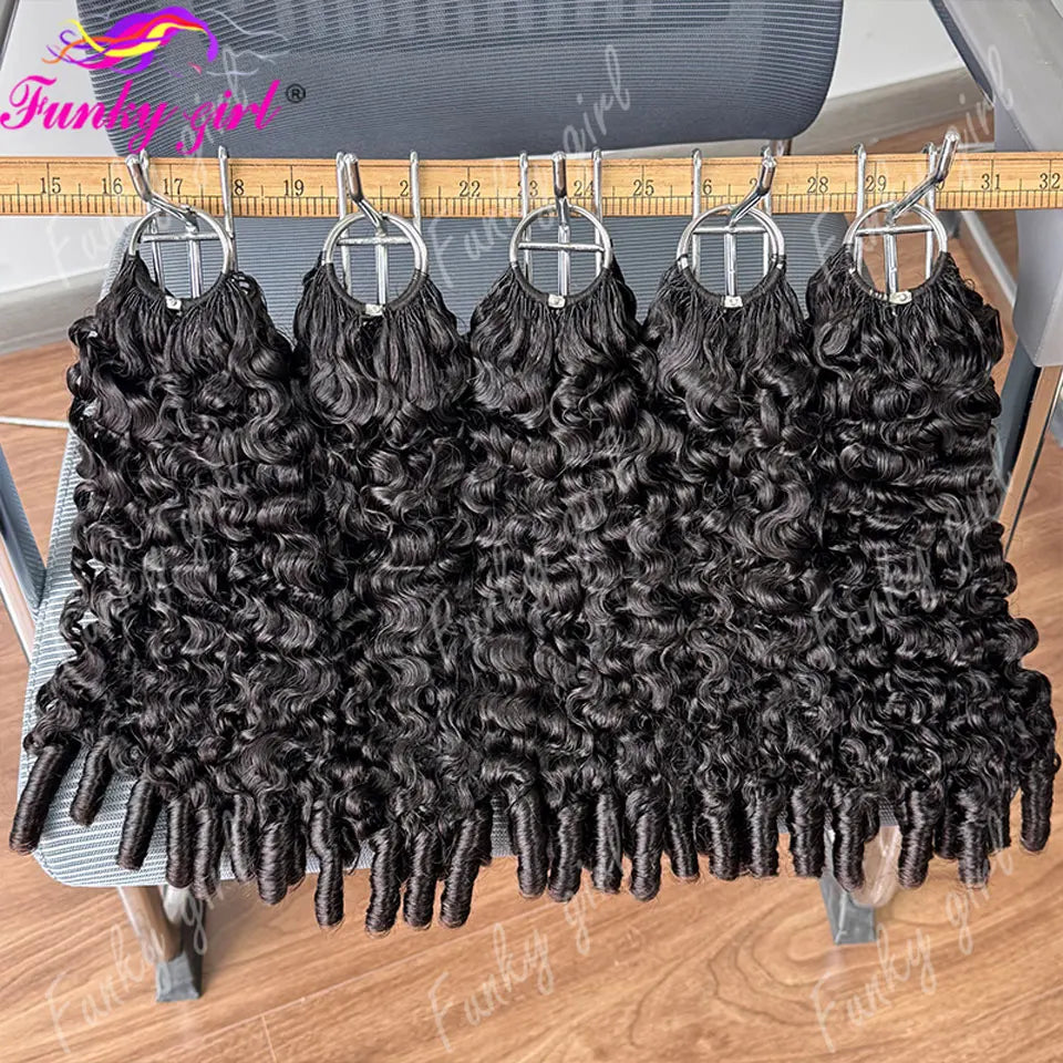 12A Burmese Curly Feather Crochet Human Hair 60g Knotless Pre-Separated Feather Human Hair Crochet Bundles Remy Hair Extensions