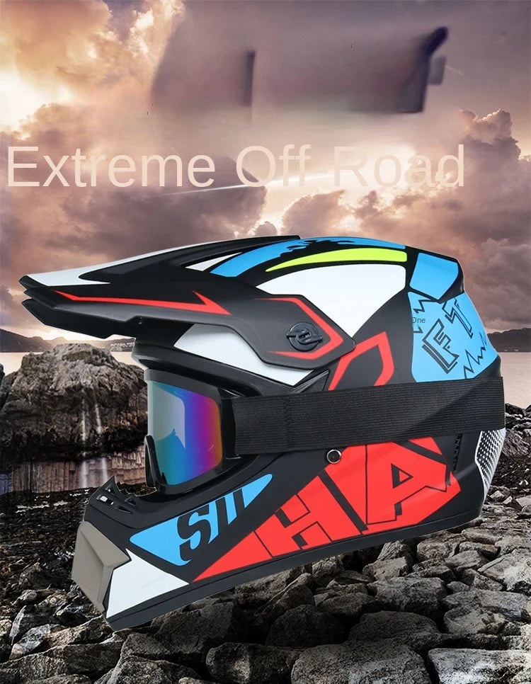 Professional motorcycle off-road helmet with free goggles, off-road bike ATV Quad DH racing protective helmet Casco