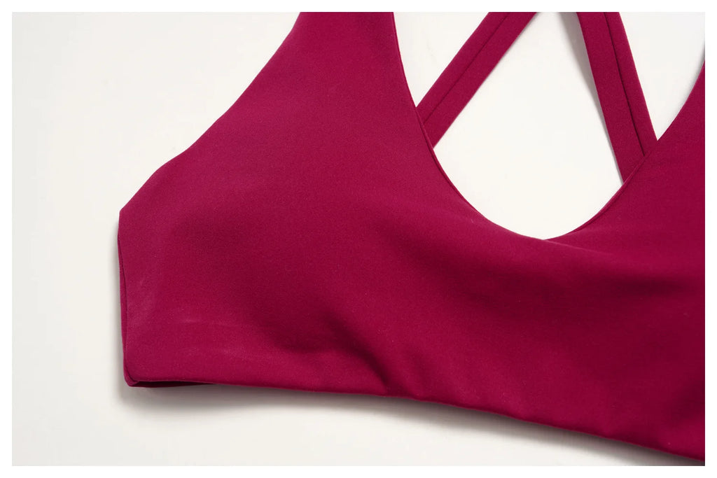 NCLAGEN Sport Bras Women High Support Fitness Underwear Back Cross Gym Clothes Training Solid Yoga Top Pilates Workout Tank