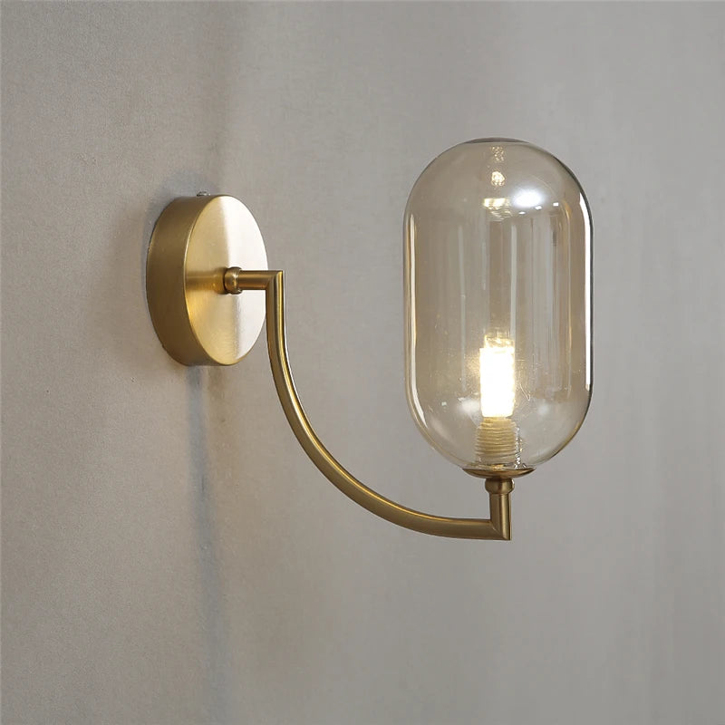 Modern Glass Wall Lamps Nordic Minimalism Creative Living Room Study Decorative Lighting Fixtures LED Bedroom Bedside Wall Light