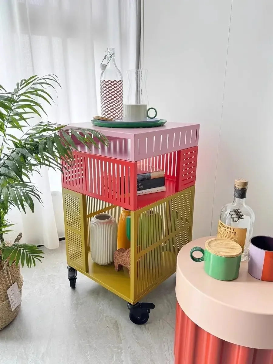 Multifunctional Metal Storage Cabinet with Wheels, Suitable for Bedroom, Living Room, Office, Modern Design Storage Cabinet