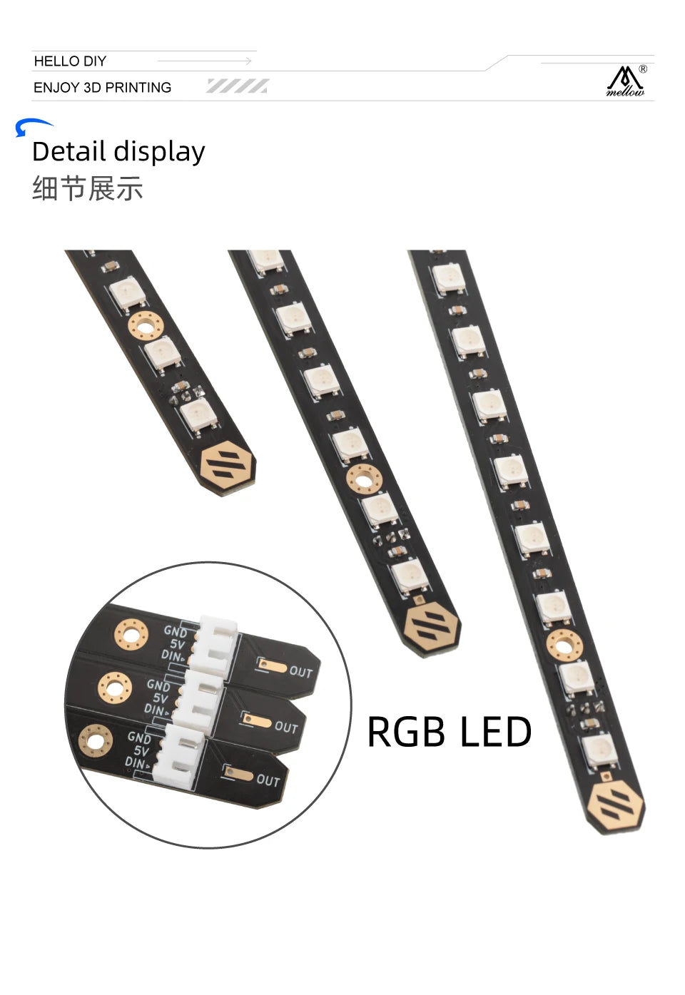 Mellow 2Pcs Daylight PCB Kit 5V RGB / White LED Bar For 3D Printer Voron 0.1/0.2 2.4 Trident 350/300/250 Micron+ Lamp Bar