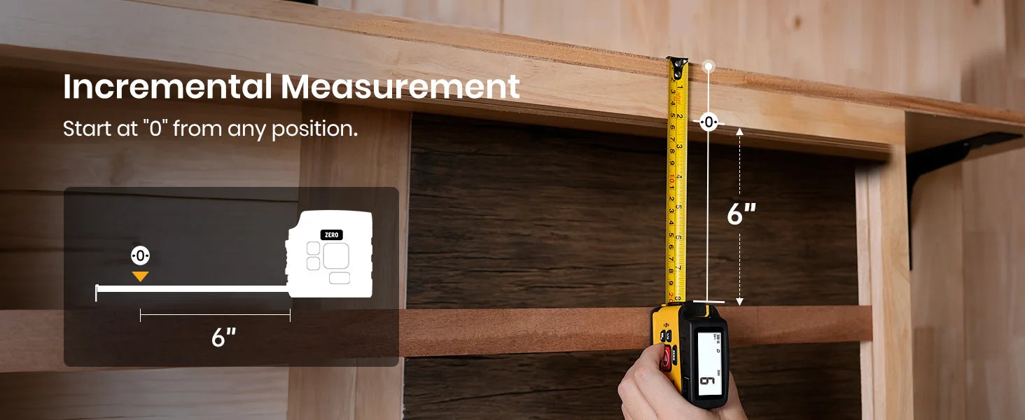 MiLESEEY  2-in-1Digital Reading Tape measure DT20 5m Rechargeable Measurement Tool, for Distance/Area/Volume
