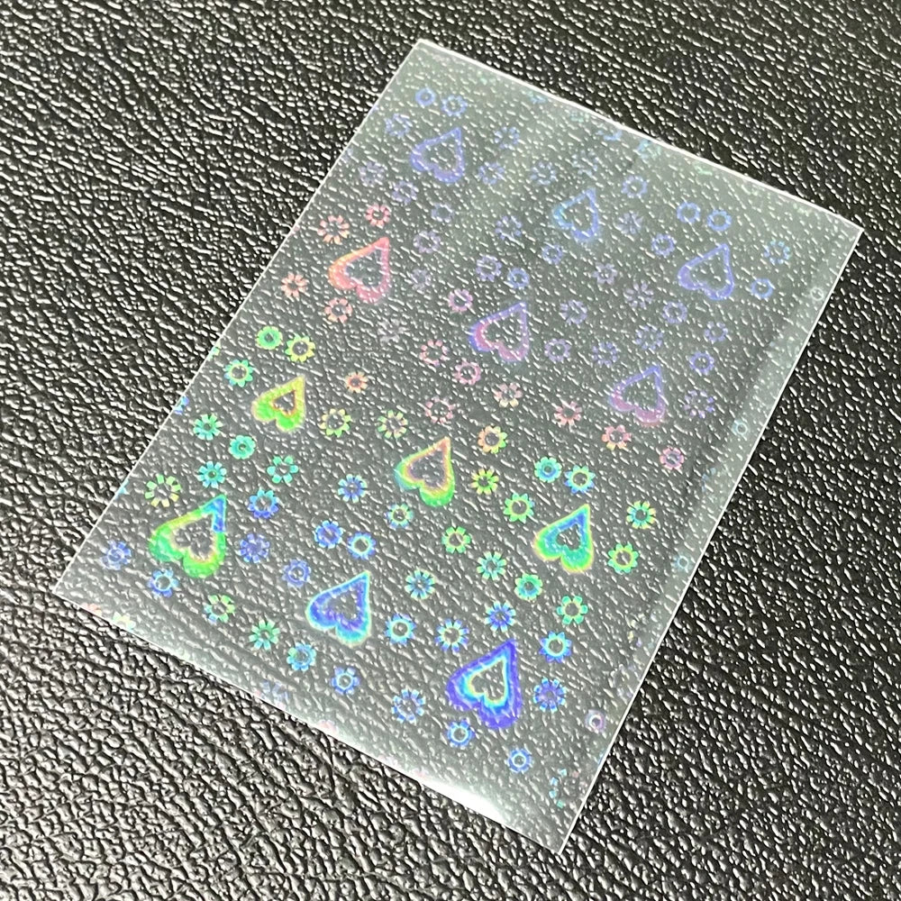 100pcs Board Game Card Sleeves Sweet Heart Foil Transparent Laser Clear YGO PKM Photo Kpop Protector Trading Cards Shield Cover