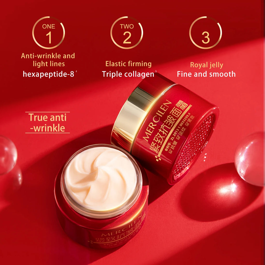 Mercilen Firming and Moisturizing Face Cream 50g, Deeply Nourishing and Firming Moisturizing Cream, Daily Care Facial Lifting Cream, Evens Out Skin Tone, Improves Fine Lines on the Face, Makes Skin Look Younger, Suitable for