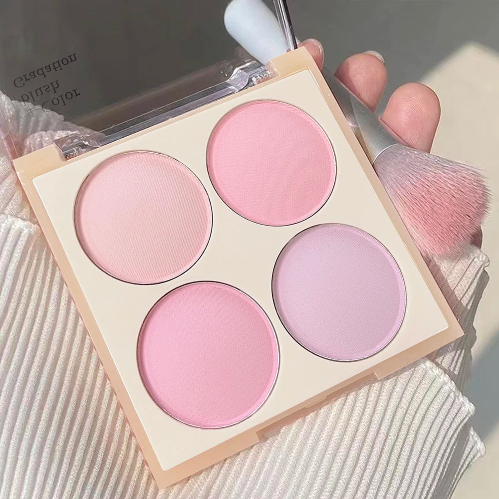 Vibrant Girl Ice Cream Four-Color Blush; Brightening, Natural Bare Makeup Effect, Pigmented, Matte, Fine Texture