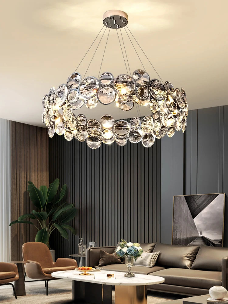 Modern Crystal Chandelier Luxury Villa Living Room Bedroom Dining Room Kitchen Modern LED Ceiling Hanging Lamp