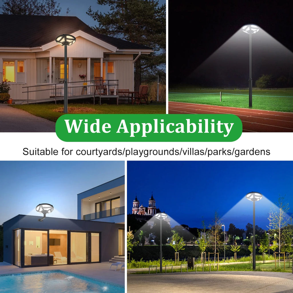 High Brightness Solar Garden Light 444 LED 3 Color Modes Dusk to Dawn Outdoor Solar Street Lamp IP65 Waterproof for Yard Patio