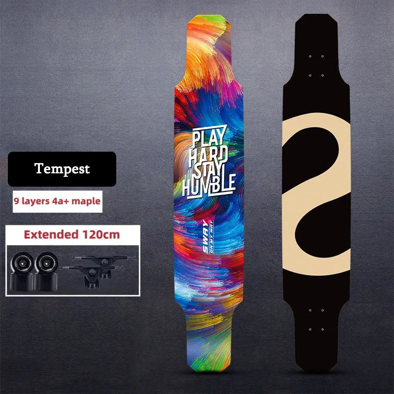 Longboard Skateboard for Beginners Cruiser Dancing Board with 9-Ply Maple Deck PU Wheels for Boys Girls Teens Street Commuting