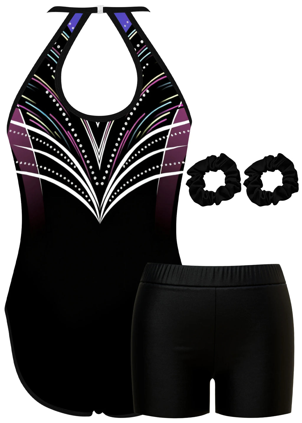 Gymnastics Leotard for Girls Athletic Gymnastics Unitard Halter Neck Biketard Tumbling Activewear for Kids No Diamond