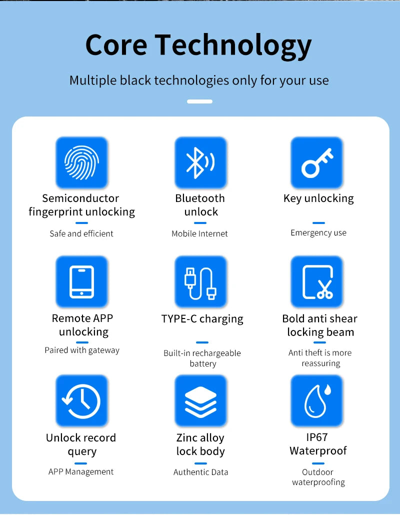 Electronic TTLOCK Fingerprint Padlock Fingerprint Lock App Keyless Biometrics Lock Suit For Suitcases Backpacks Bicycles Lockers