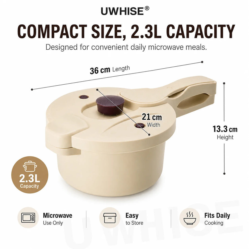 Uwhise 2.3L Microwave Pressure Cooker Fast Meals Rice Soup Steamer With Spoon Inner Pot  Microwave Cookware