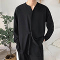 2023 Black Net Shirt for Men Short Bulk Shirts Men Male Casual Loose Lrregular Shirt Collarless Long Sleeve Shirt Korean Shirt