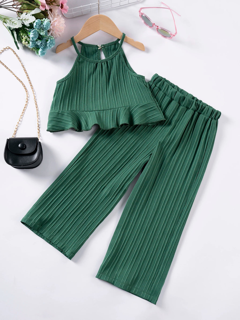 Kids Set Girls Summer Clothing Sets Camisole Tops and Loose Pants Baby Girl Clothes Leisure and Fashionable Birthday Gift