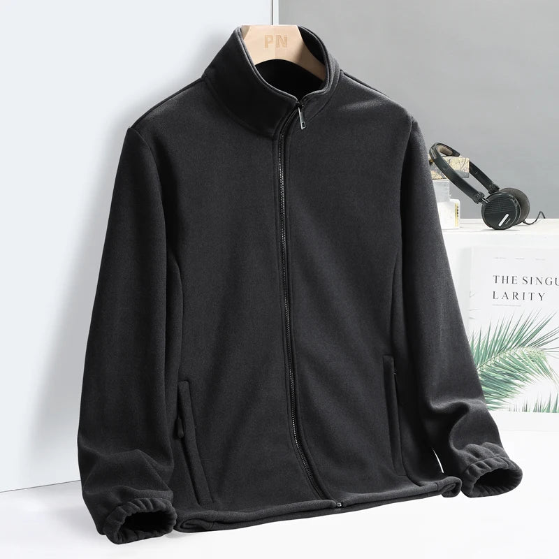 Spring Autumn Mens Fleece Jacket Brand New Stand Collar Softshell Outwear Thermal Warm Coat Male Plus Big Size 6xl 7xl 8xl 9xl