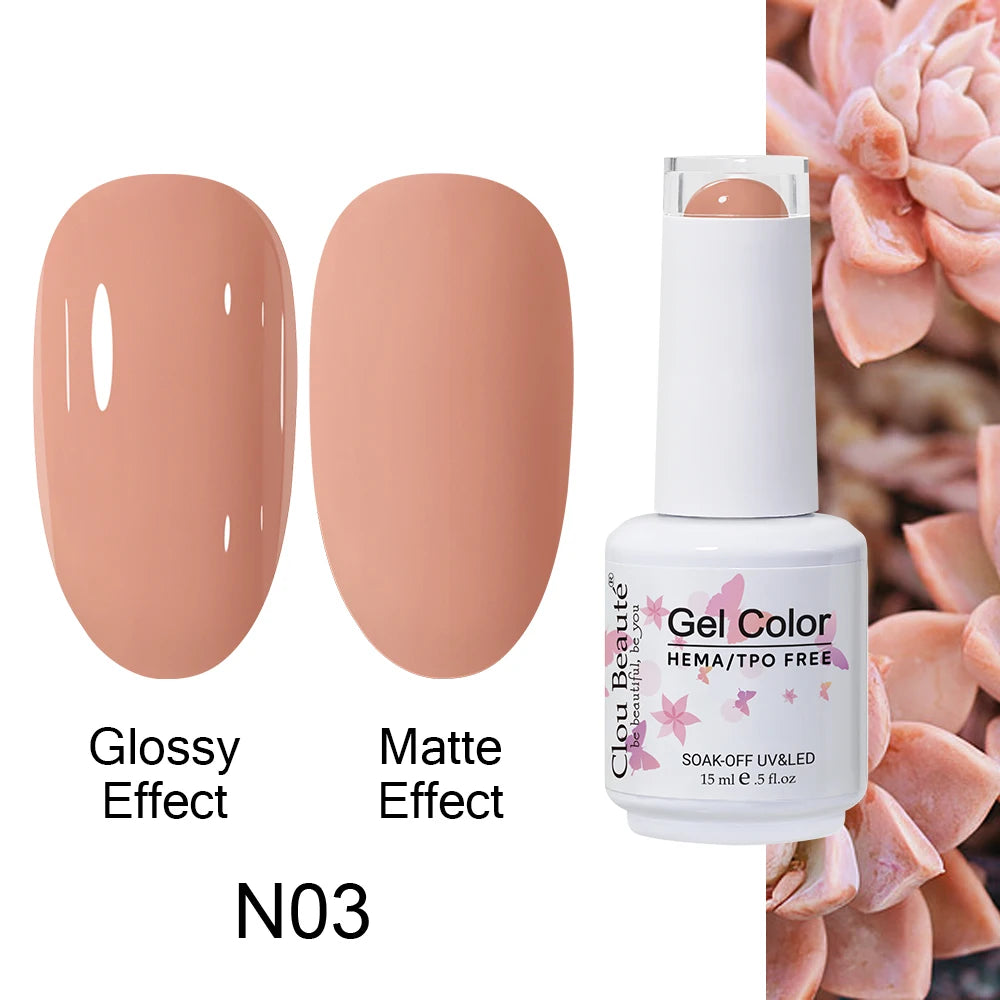 Clou Beaute HEMA TPO FREE Caramel Brown Wine Red Coffee Gel Nail Polish High Pigment Autumn Nail Art Full Coverage UV Varnish