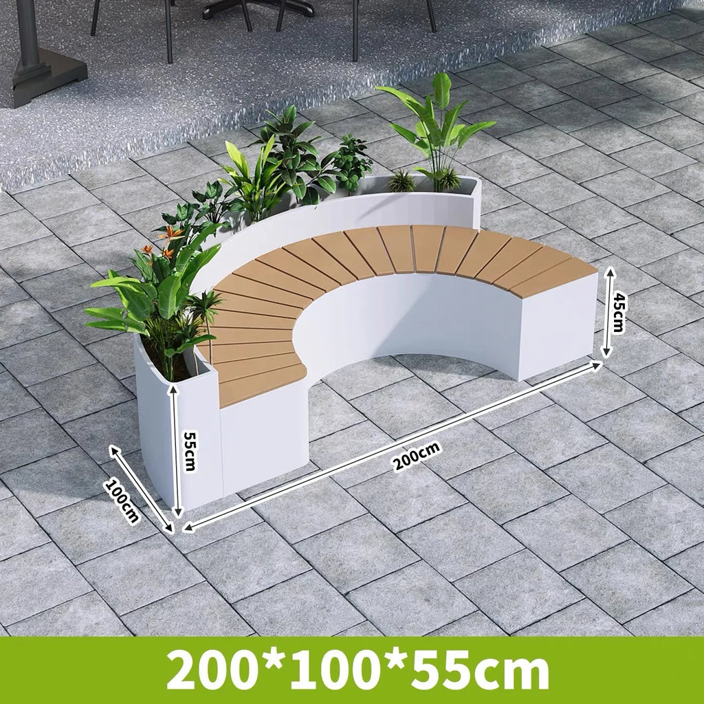 Outdoor Backrest Coffee Bar Stool Commercial Street Flower Box Seat Combination for Milk Tea Shop Leisure Sitting