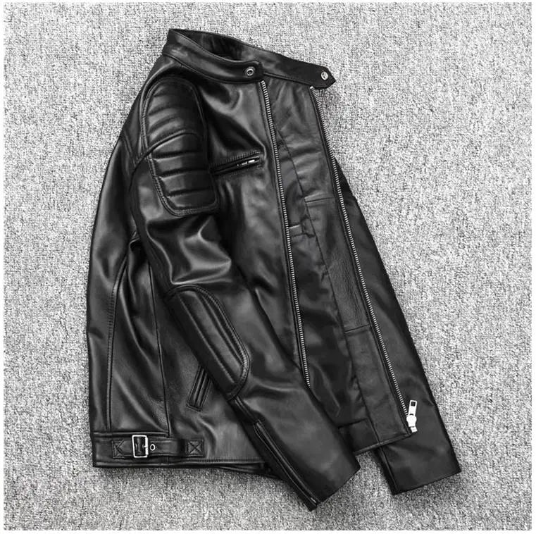 YR!Wholesales.Mens Real Natural Cowhide Cloth.100%.Cool Motor Rider Leather Jacket.Plus Size Slim Fit Real Leather Cloth