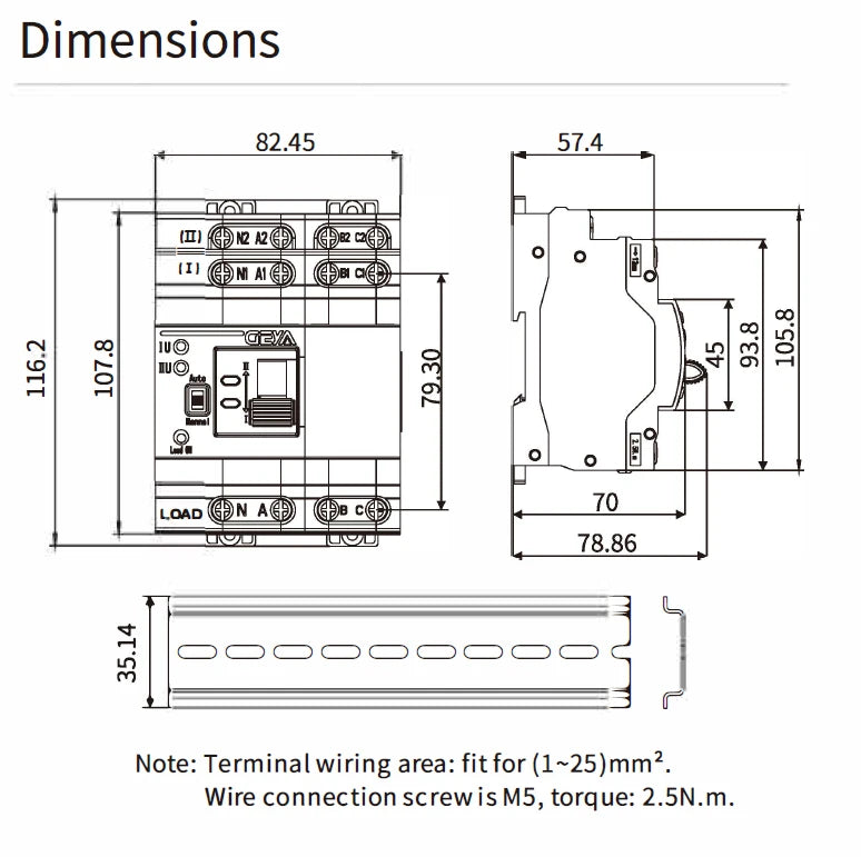 GEYA G2R ATS 110V 220V PC Dual Power Automatic Transfer Switch 25A 40A 63A  Household Power Transfer Switch 50/60Hz