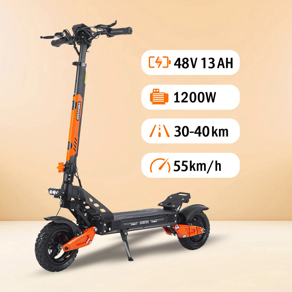 Factory Foldable Electric Scooters With APP NFC 48V 52V 1200W 55KM/H Range E Scooter Speed Limit 10Inch Escooter for Adults