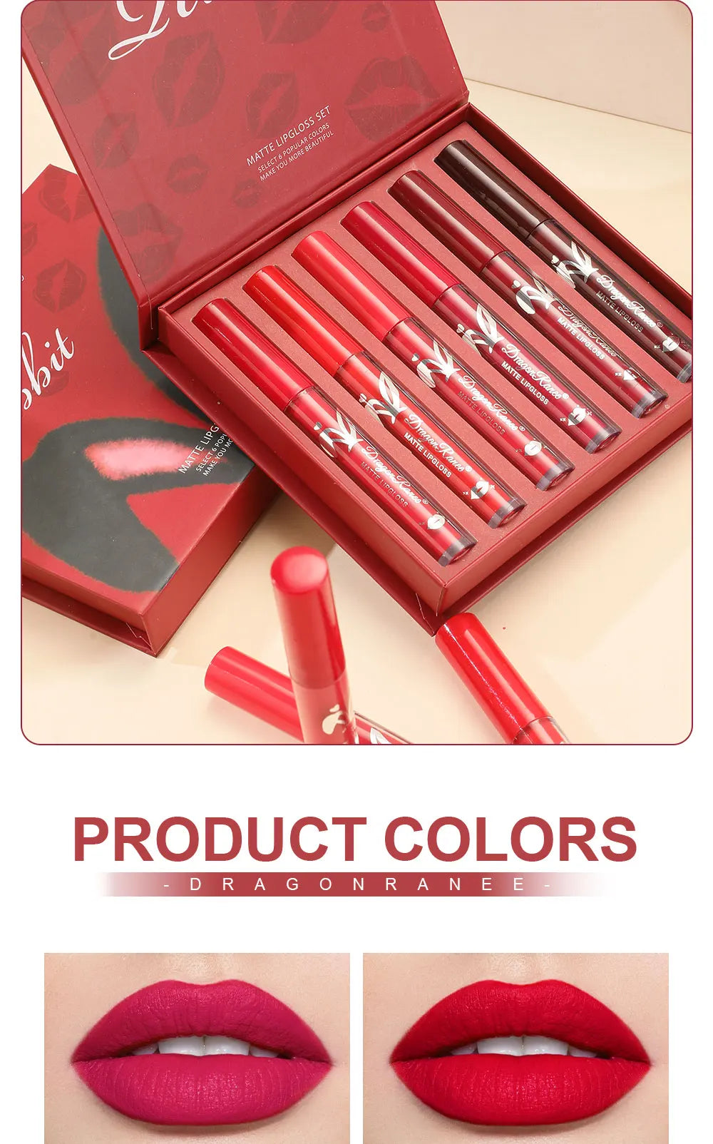 6-Piece Lip Gloss Set, Velvet Matte Lip Gloss, Waterproof and Sweat-Proof Lipstick, Non-Stick Cup Matte Lipstick, Holiday Gift Set