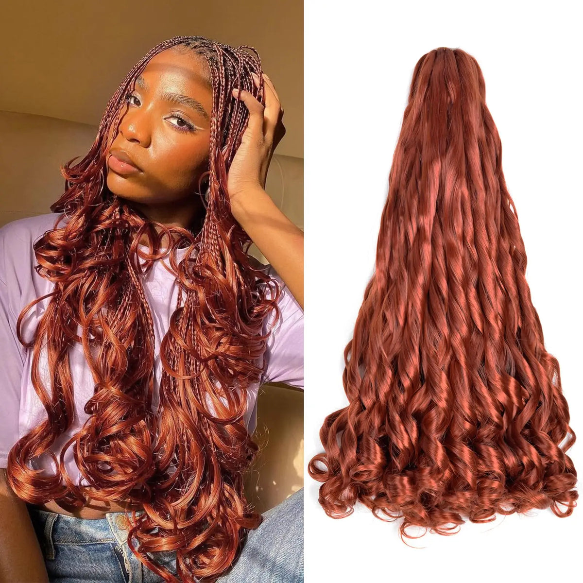 French Curly Braiding Hair 22Inch Synthetic Curly Braiding Hair Pre Stretched Loose Wavy Curl Braiding Hair Extensions For Women