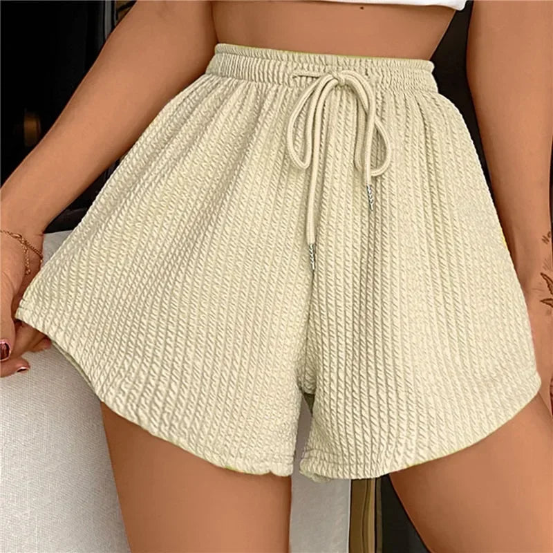 Loose Casual Large Sports Pants Women Summer Shorts High Elastic Lace Up Drawstring Wide Leg Sweat Fitness Running Shorts
