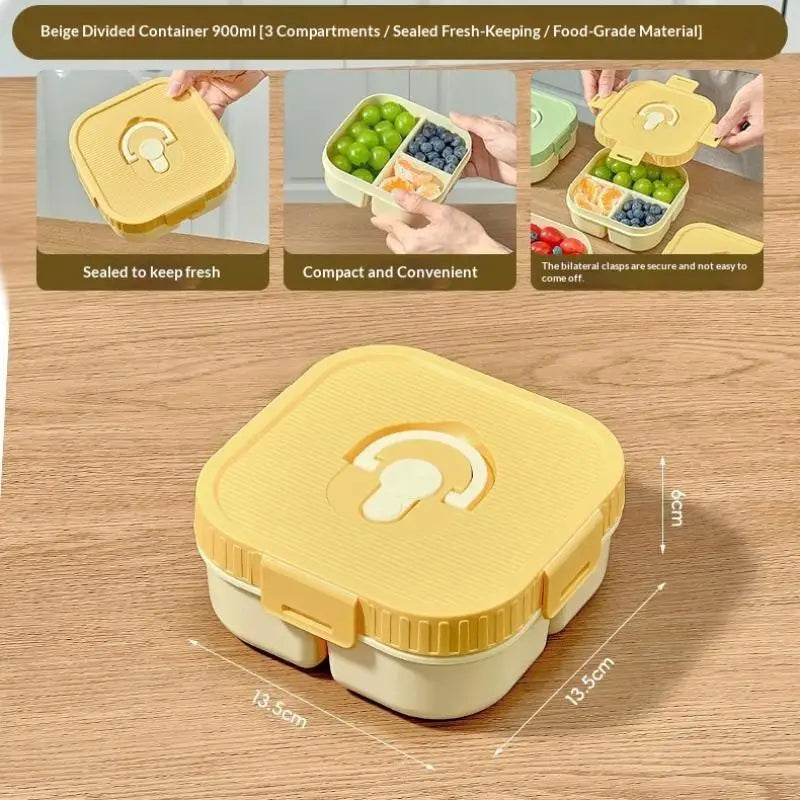Portable Plastic Lunch Box With Compartment Microwave Safe Fruit Salad Lunch Container Kid Student Leak-proof Bento Box