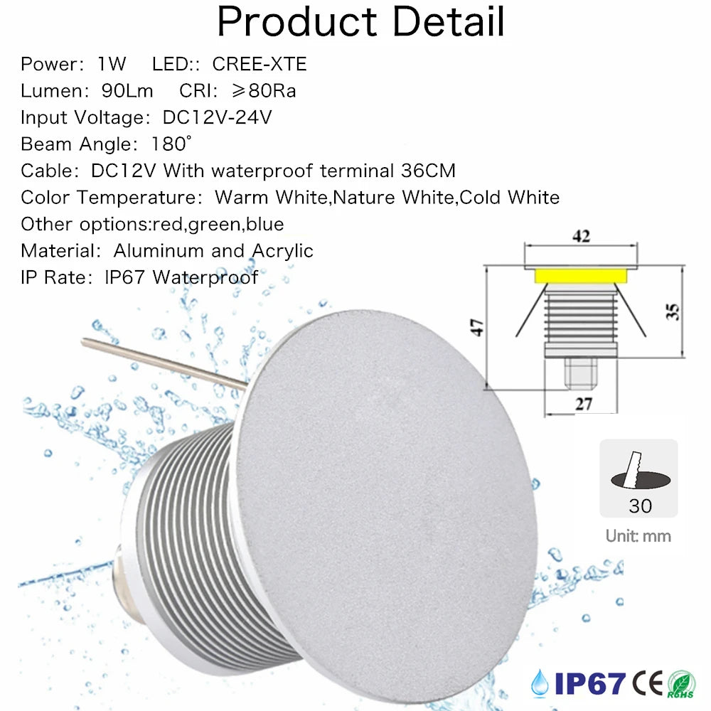 IP67 LED Staircase Wall Lamp Outdoor Waterproof Garden Decorative Stairs Wall Light Porch Corridor Sconce Walkway Lights 12V 24V