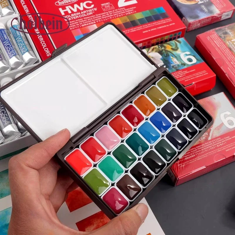 Holbein Artists' Watercolor Granulating Colors 24 Colors 0.5ml 1ml Acuarela Professional Pigments Art Supplies