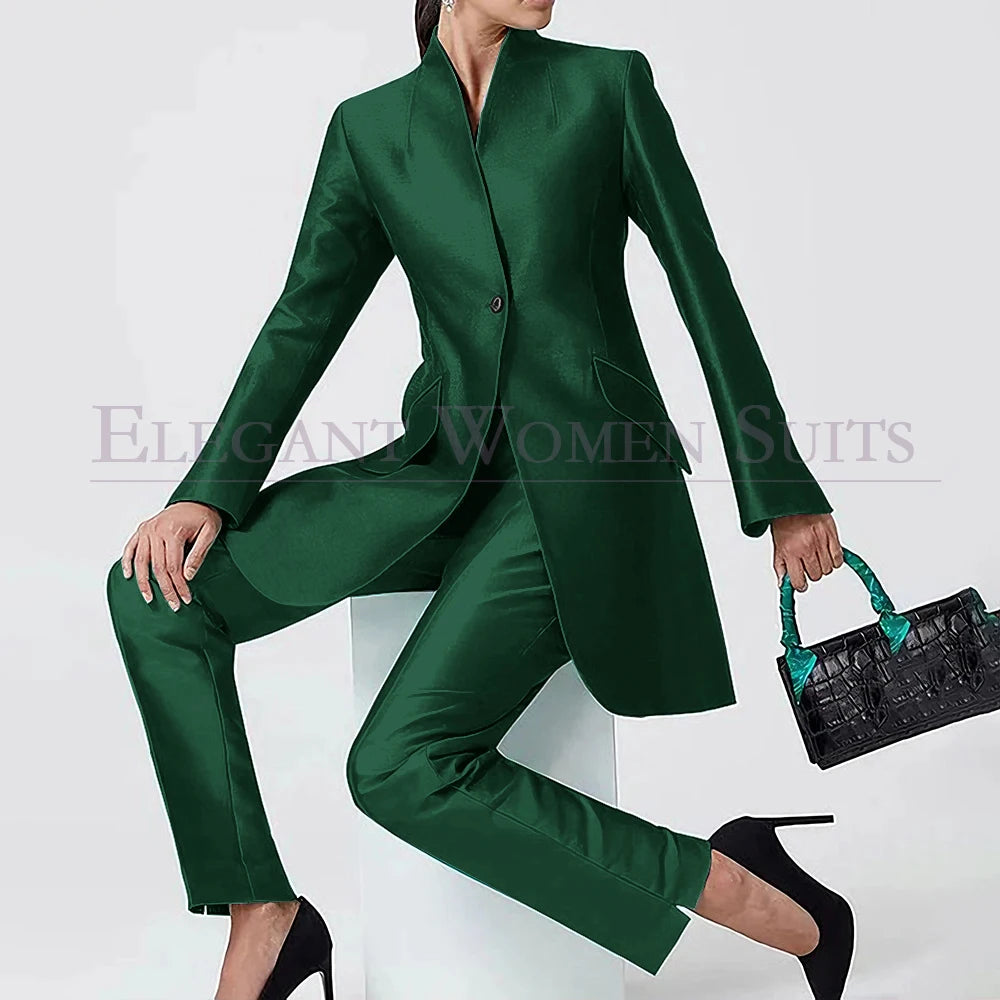 Evening Women's Suits Solid Color One-Button Slim 2 Piece Jacket Pants Full Sets High Quality Party Female Clothing 2026