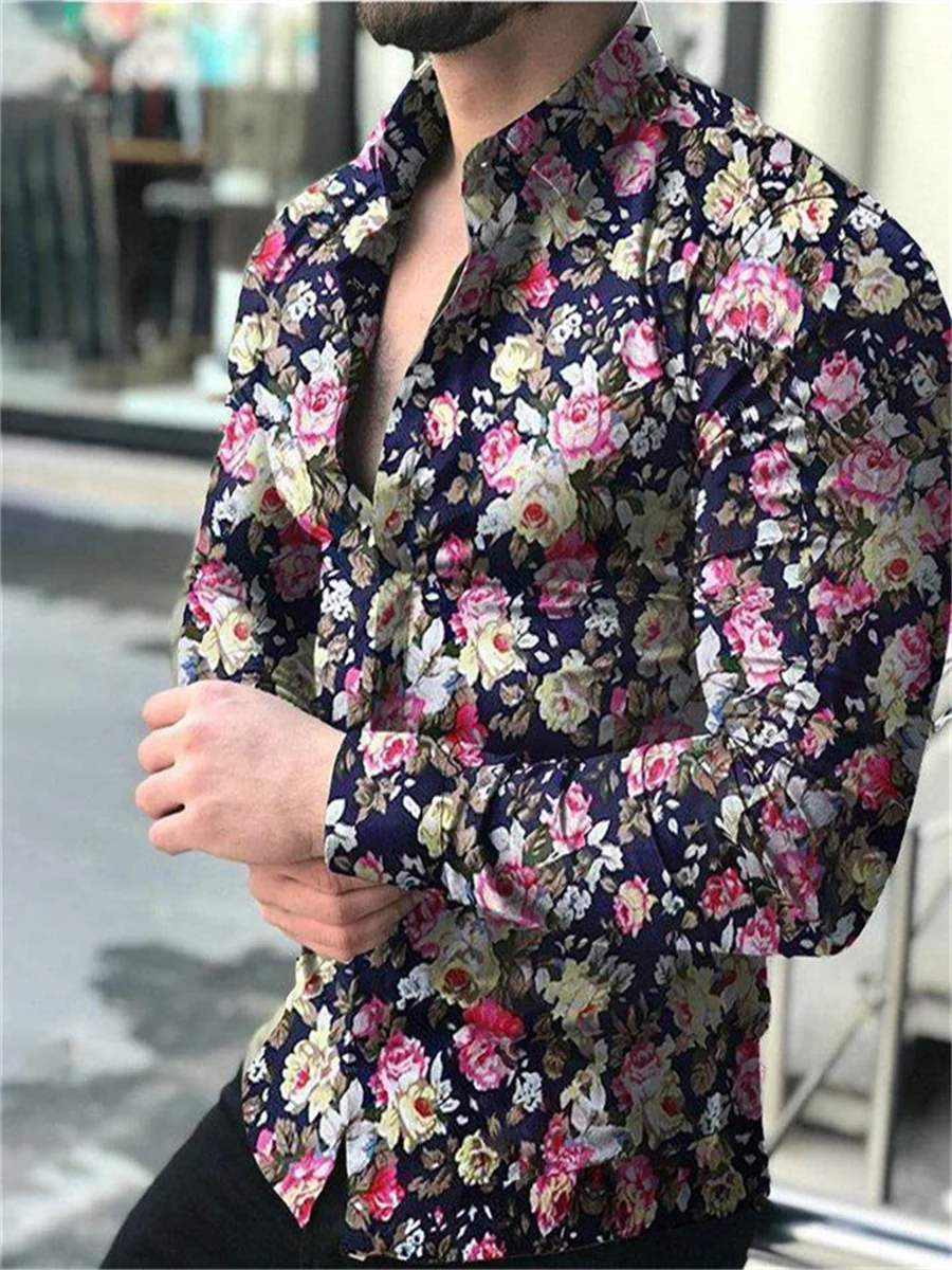 2023 Men's Tops Button Shirt Creative Pattern Luxury Party Casual Fashion Long Sleeve Shirt Sports Soft Lightweight Comfortable