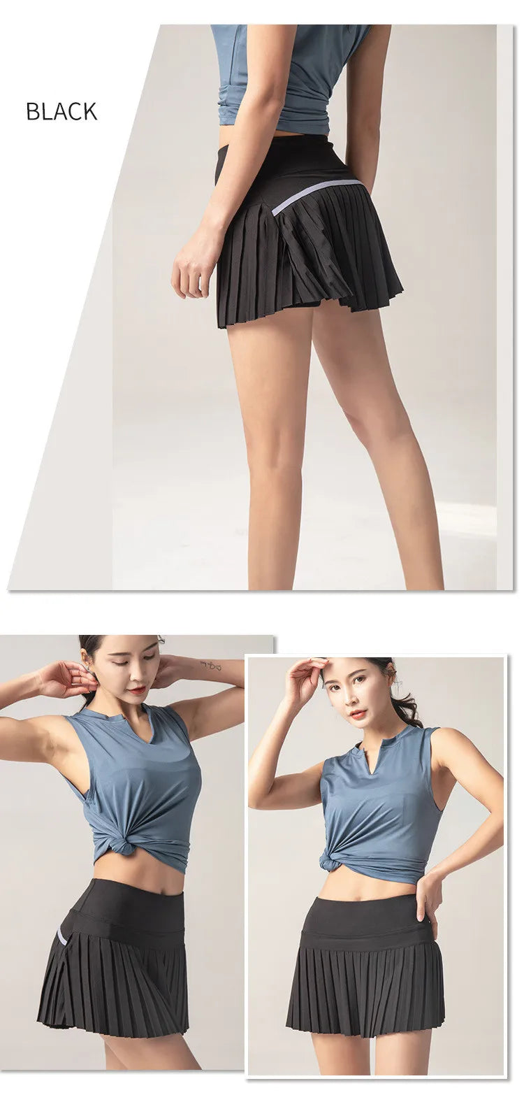 Summer Women Sports Anti Exposure Pleated Golf Tennis Skirts Fitness High Waist Elastic Athletic Run Shorts With Pocket