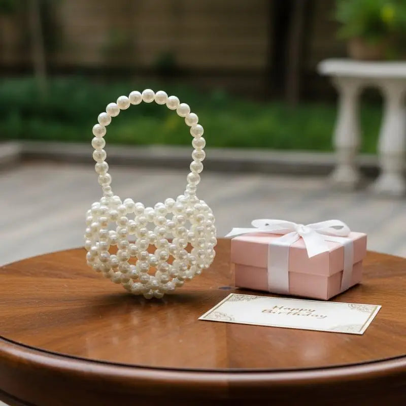 Pearl Beaded Heart Bag for Kids & Girls Sweet Love Shape Mini Fashion Handbag Cute Daily Accessory Gift Option