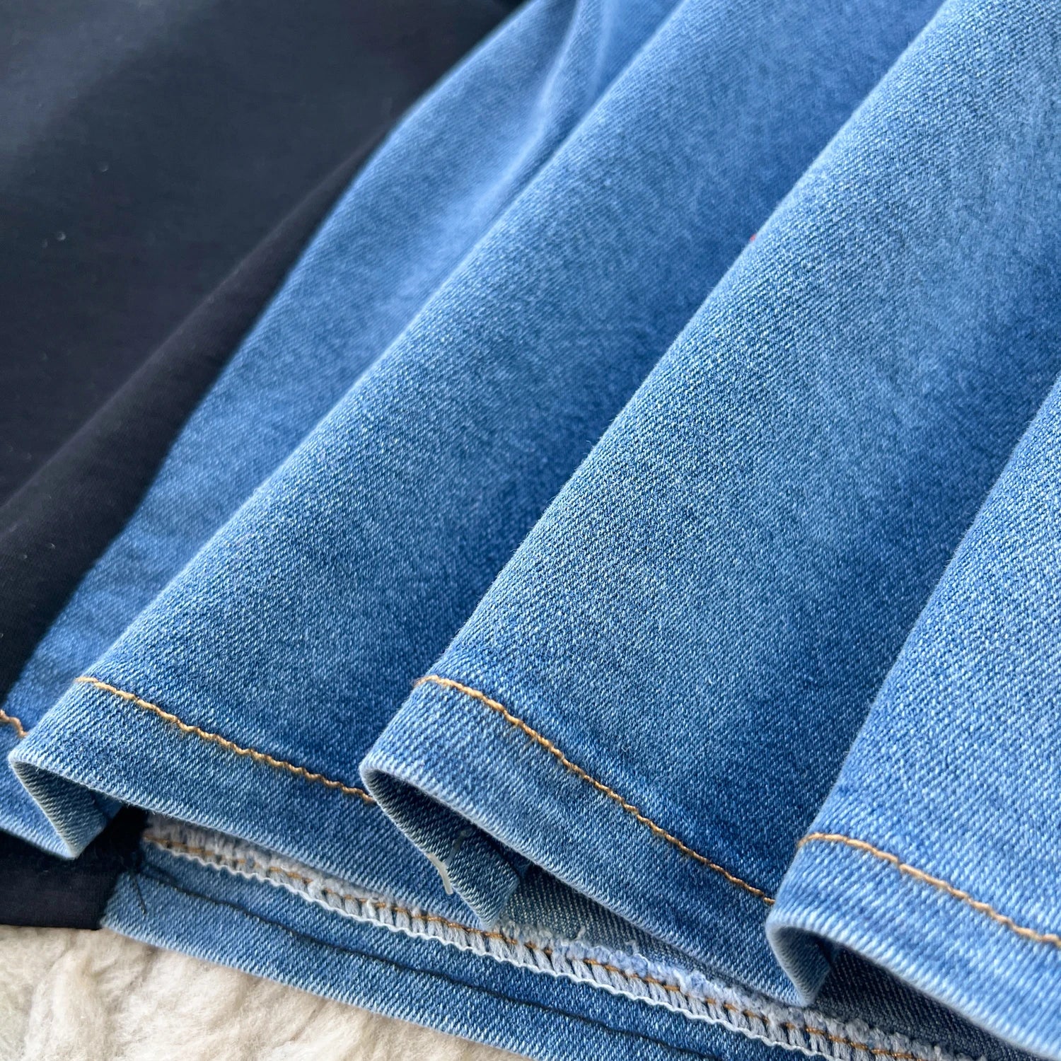 Women Design Contrast Color Splicing Denim Slim Mid-length Short-sleeved Temperament Youth Woman Summer Dress