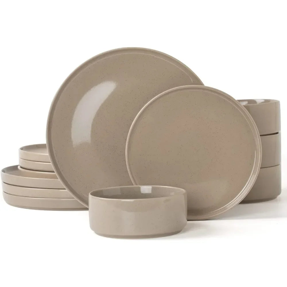 Furniture Nebula Plates and Bowls Set, 12 Pieces Dinnerware Sets, Dishes Set for 4