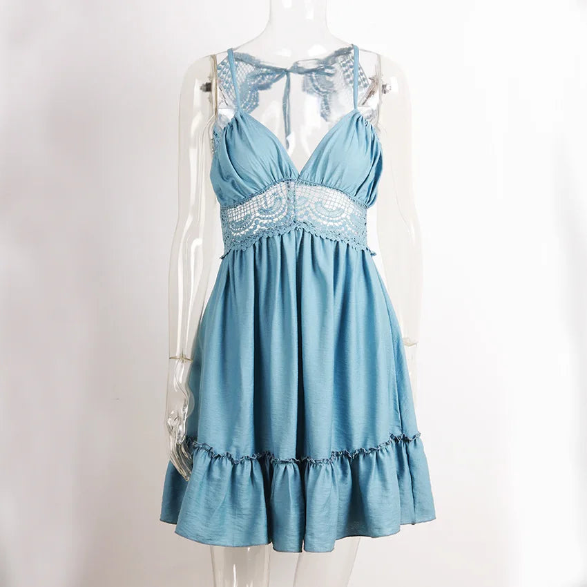 Sexy Strapless Floral  Waist Dress Cross-Border Elegant Cotton Blend Wrap Chest Style No Sleeve Summer New Arrival