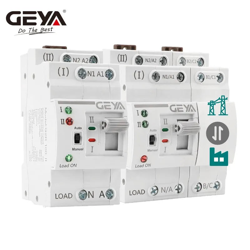 GEYA G2R ATS 110V 220V PC Dual Power Automatic Transfer Switch 25A 40A 63A  Household Power Transfer Switch 50/60Hz