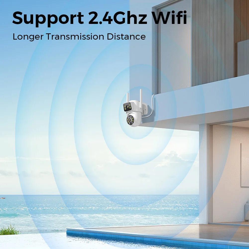 4K PTZ Wifi IP Camera 8MP Dual Lens AI Human Detection Wireless Outdoor Security CCTV with Dual Screens ICSEE App Control