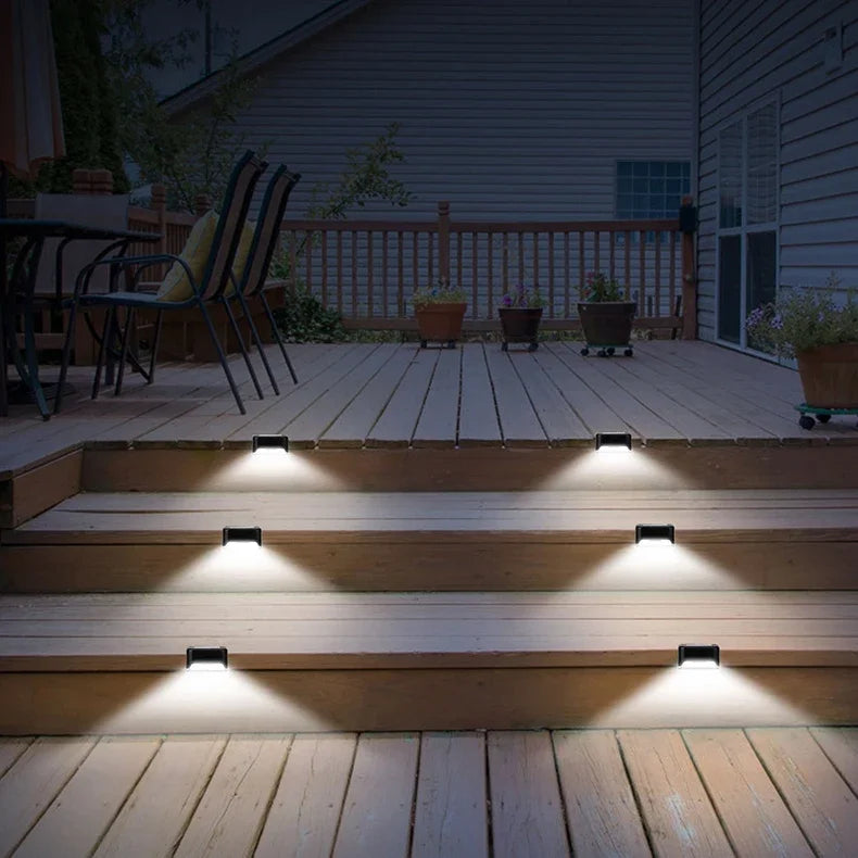 1/4PCS Solar LED Deck Lights Waterproof Outdoor Step Fence Lighting for Patio Yard Stairs Automatic Dusk-to-Dawn L-Shaped Design