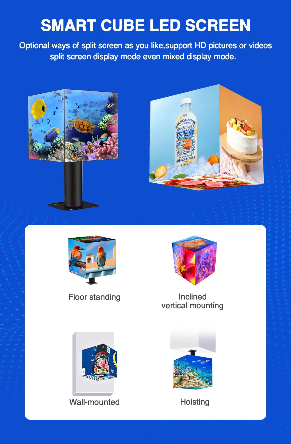 Outdoor Cube LED Display LED Display Waterproof for Advertising Four Sided LED Cube Panel Display Screen