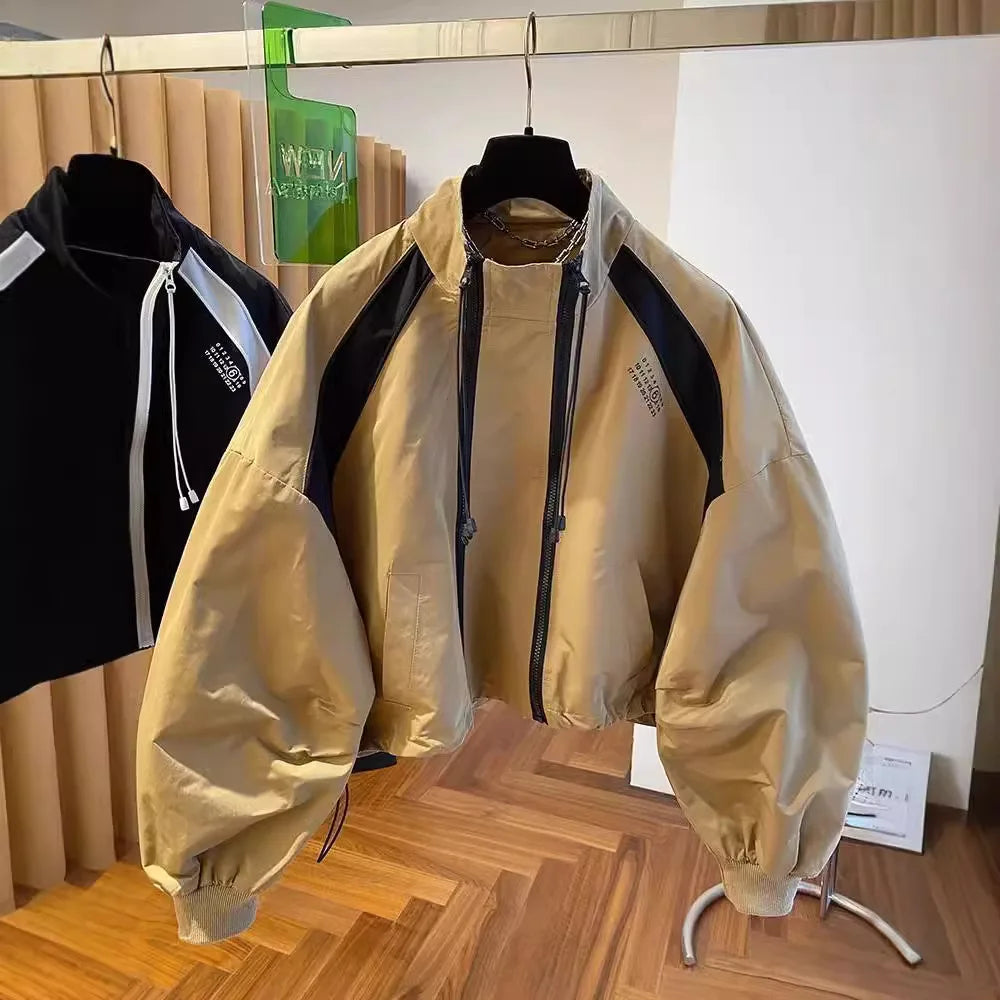 Zipper Design Niche Loose Casual Stand Collar Windbreaker Spring And Autumn Short Top
