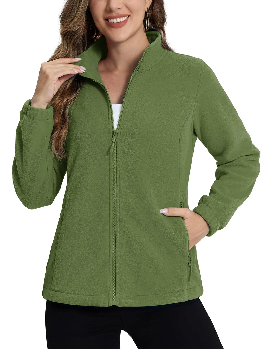 TACVASEN Women's Winter Fleece Jacket Lightweight Full Zip Sweatshirts Coat Casual Zipper Soft Warm Sweaters Outwear Female