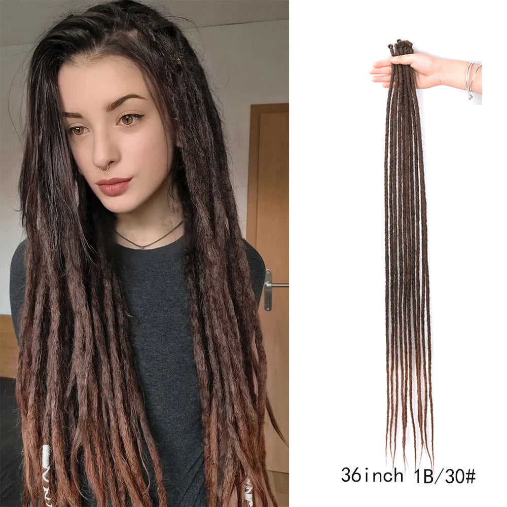 Dreadlock Extensions Handmade Crochet Hair Synthetic 24 36 Inches Dread Extension Crochet Braids For Women Dreadlocks Hair
